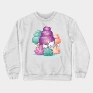 Puppies are Playing Hide and Seek Behind The Trees in The Forest Crewneck Sweatshirt